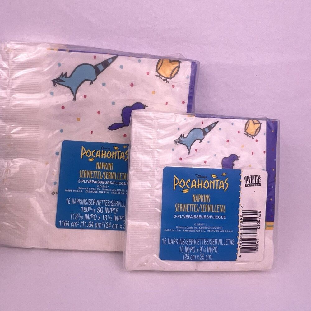 Disney 1995 VTG Pocahontas Birthday Party Supplies Lot of 4 Napkins/Cups - Picture 9 of 15